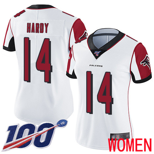 Atlanta Falcons Limited White Women Justin Hardy Road Jersey NFL Football #14 100th Season Vapor Untouchable->women nfl jersey->Women Jersey